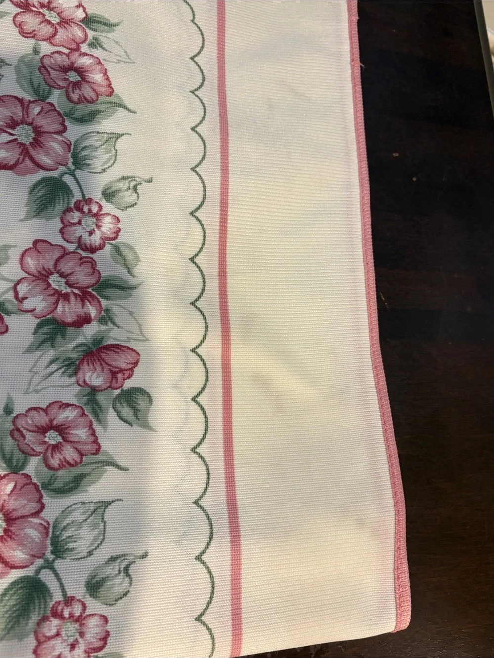 Floral Border Pink and White Tablecloth